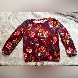 LOFT Floral Burgundy Blouse XS